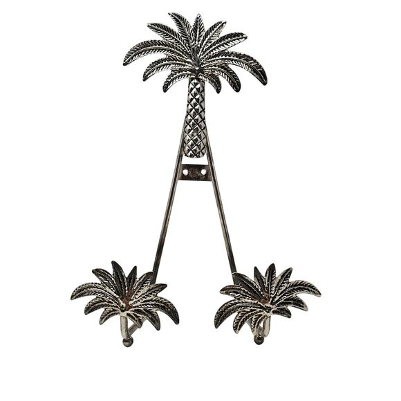 Easel Plate Holder Book Recipe Photo Frame Display Stand Palm Tree Silvertone - Picture 2 of 13